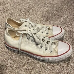 Converse Chuck Taylor All Star White Canvas Low Top Casual Grunge Shoes Size 8.5